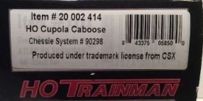 Atlas 20002414 HO Chessie System Trainman C&O Cupola Caboose #90298