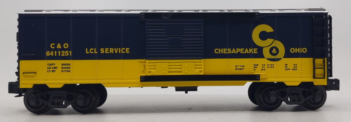 K-Line K641-1251 O Gauge Chesapeake & Ohio Boxcar # 6411251 LN/Box