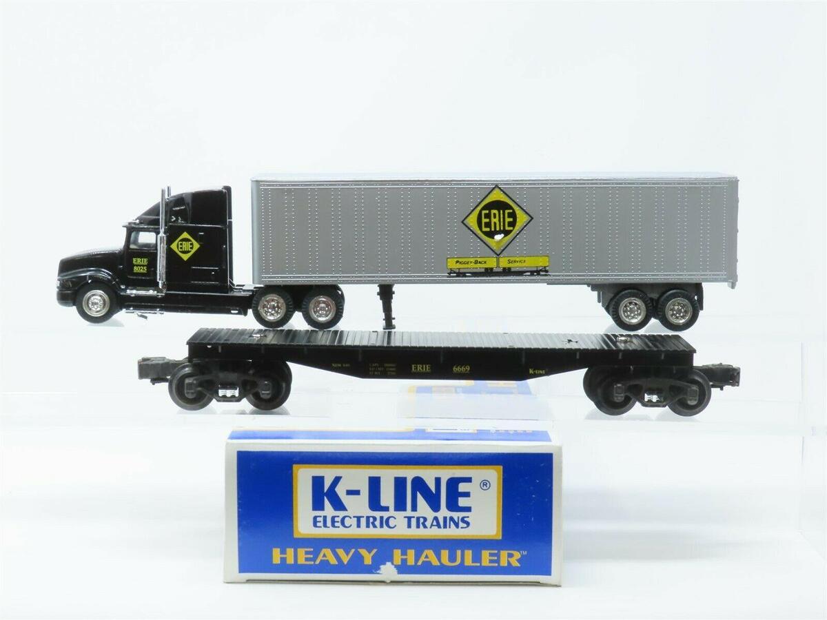 K-Line K6669 Erie Classic Tractor Trailer on Flat Car EX/Box