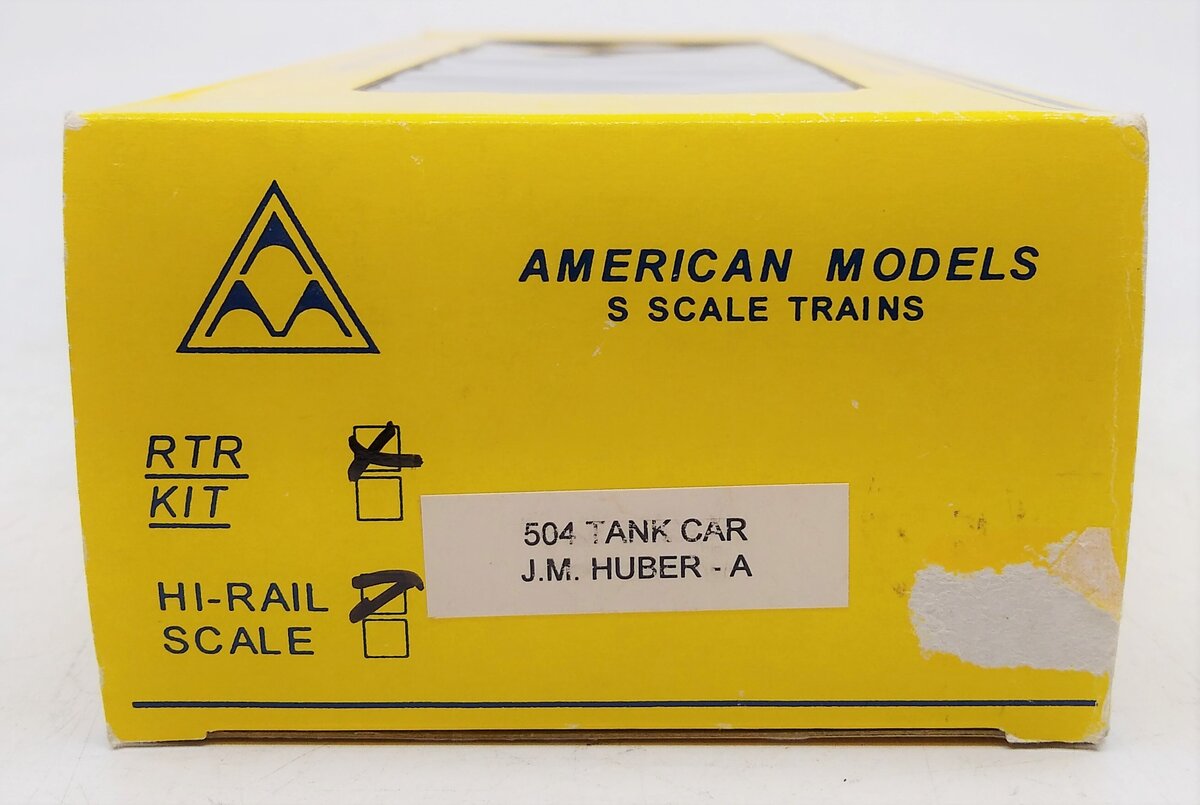 American Models 504 S Gauge J.M. Huber Tank Car (Hi-Rail) #12850 LN/Box
