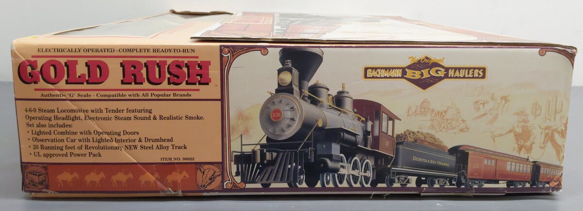 Bachmann 90022 G Scale Gold Rush 4-6-0 Steam Locomotive Train Set VG/Box