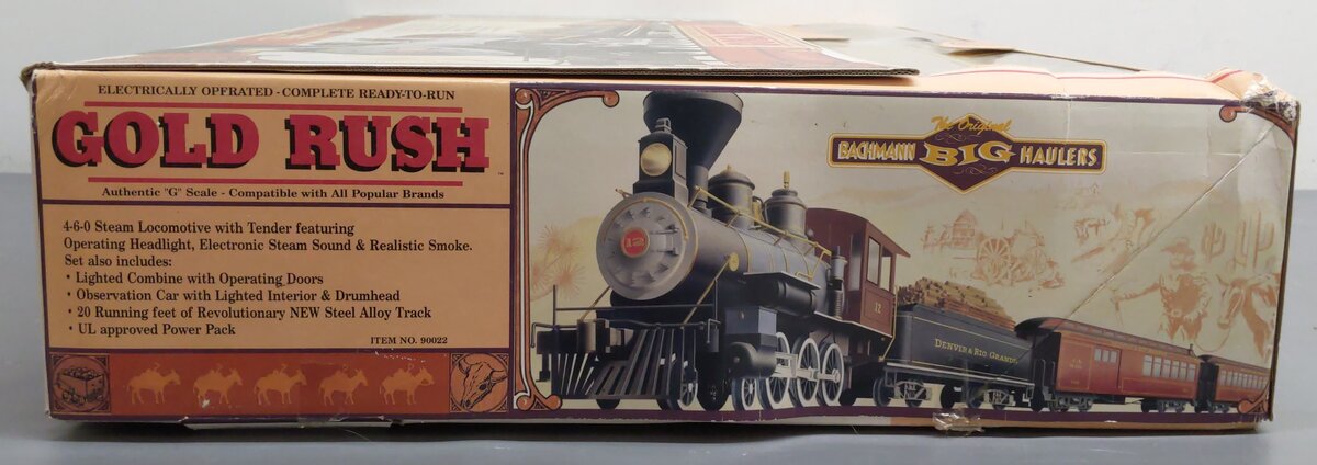 Bachmann 90022 G Scale Gold Rush 4-6-0 Steam Locomotive Train Set VG/Box