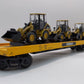 MTH 20-98358 O Gauge Caterpillar Flatcar with 3 Wheel Loaders LN/Box