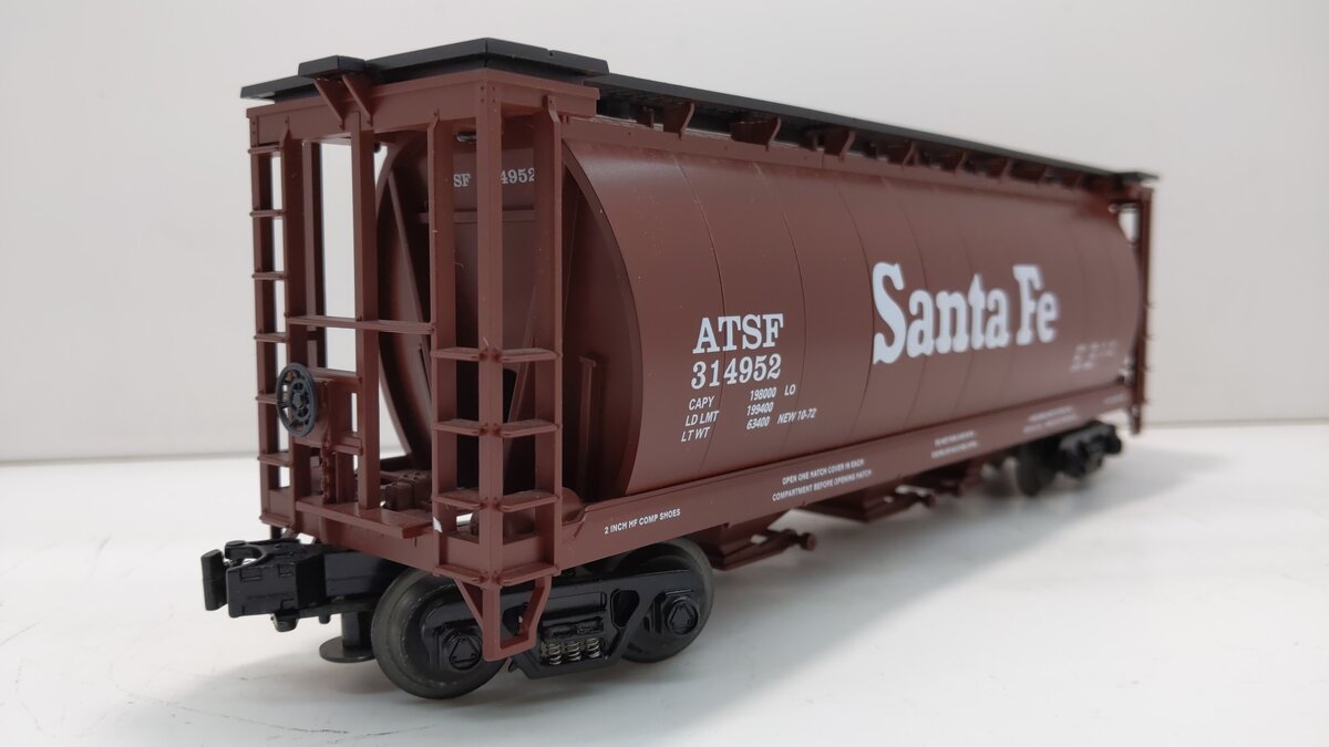 MTH 20-97406 O Gauge Santa Fe 3-Bay Cylindrical Hopper #314952 LN/Box
