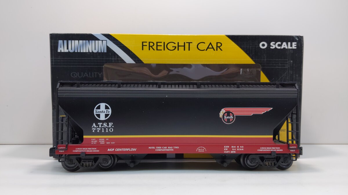 K-Line K6242-1051 O Gauge Santa Fe Black 2-Bay Hopper #77110 LN/Box