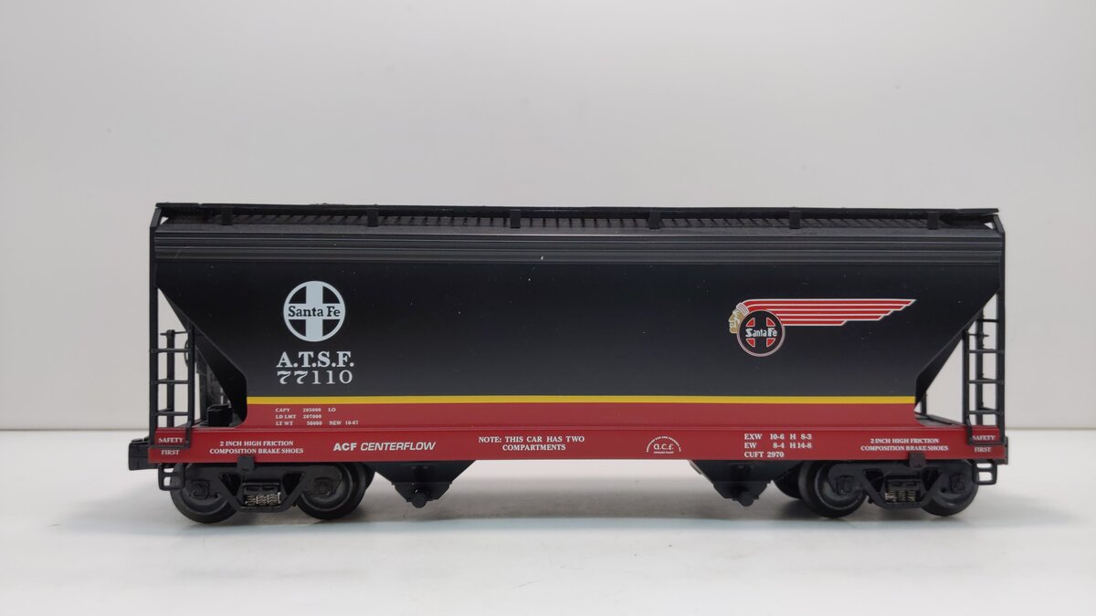 K-Line K6242-1051 O Gauge Santa Fe Black 2-Bay Hopper #77110 LN/Box