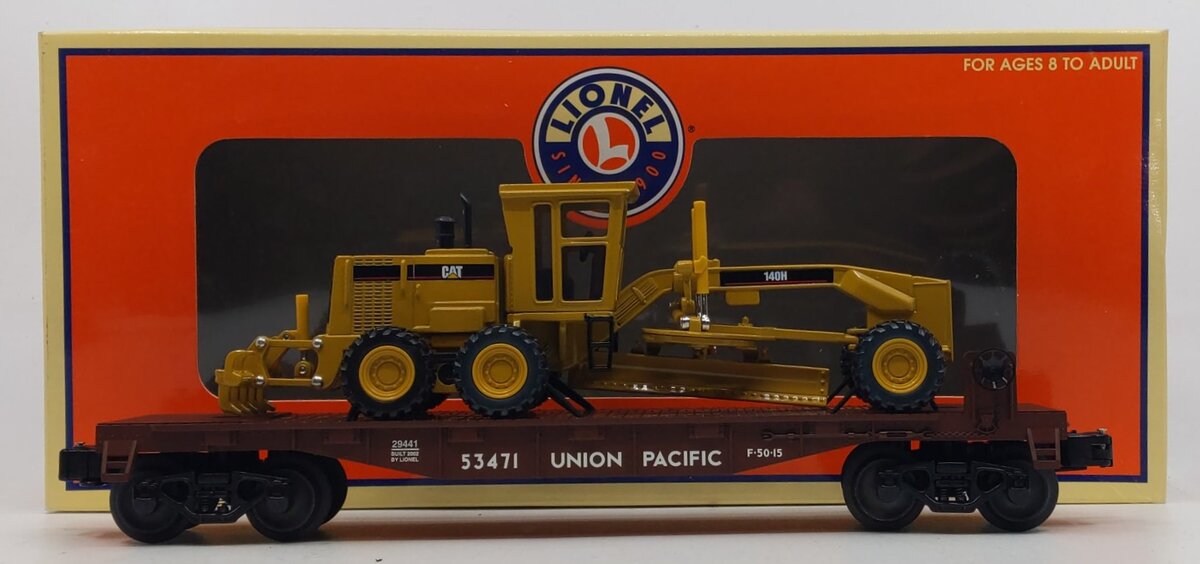 Lionel 6-29441 O Gauge Union Pacific Flatcar with Road Grader LN/Box