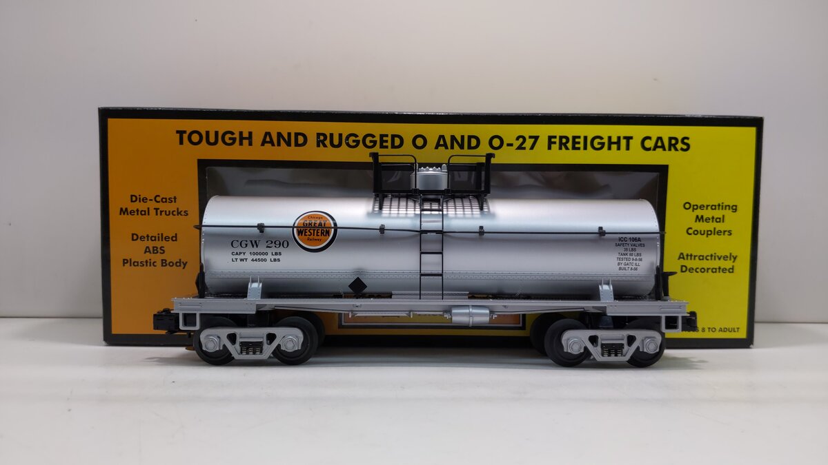 MTH 30-7391 O Gauge Chicago Great Western Single Dome Tank Car #290 LN/Box