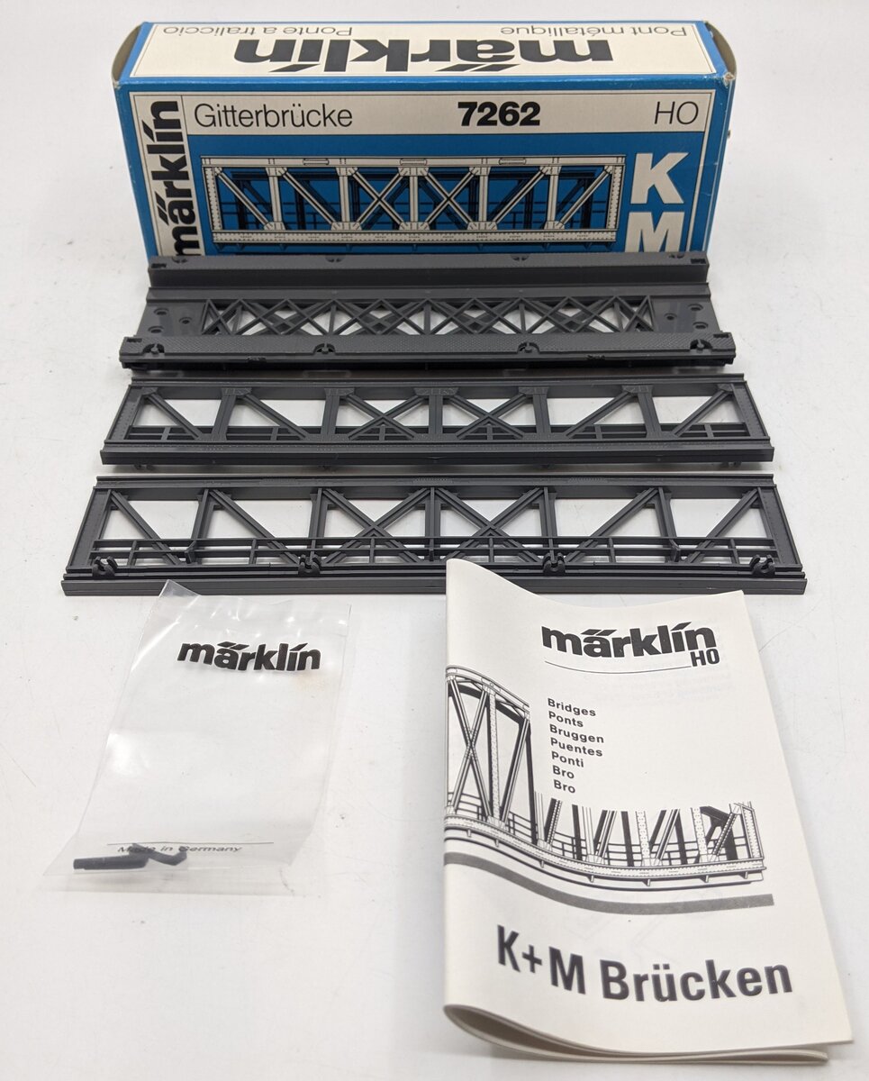 Marklin 7262 HO 7-1/8" Truss Bridge for K&M Tracks LN/Box