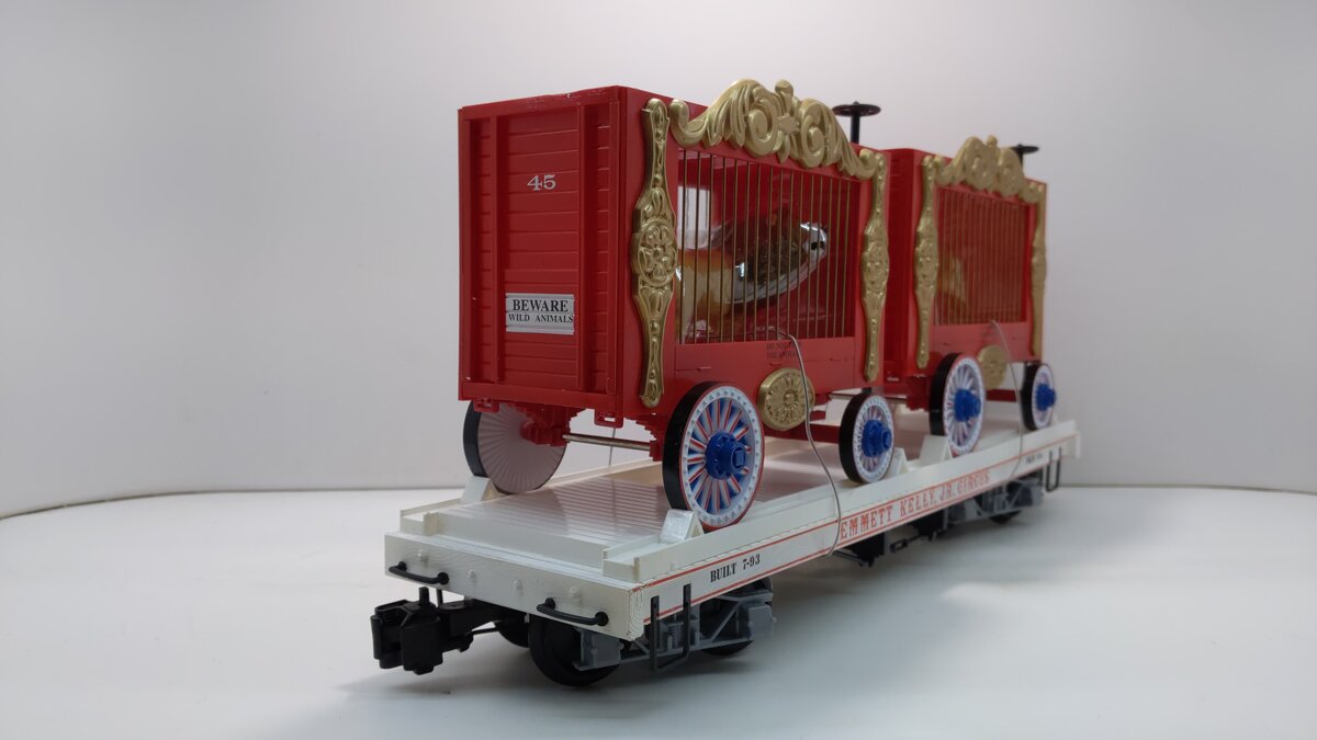 Bachmann 98371 G Scale Emmett Kelly Lion & Tiger Circus Car #144 MT/Box