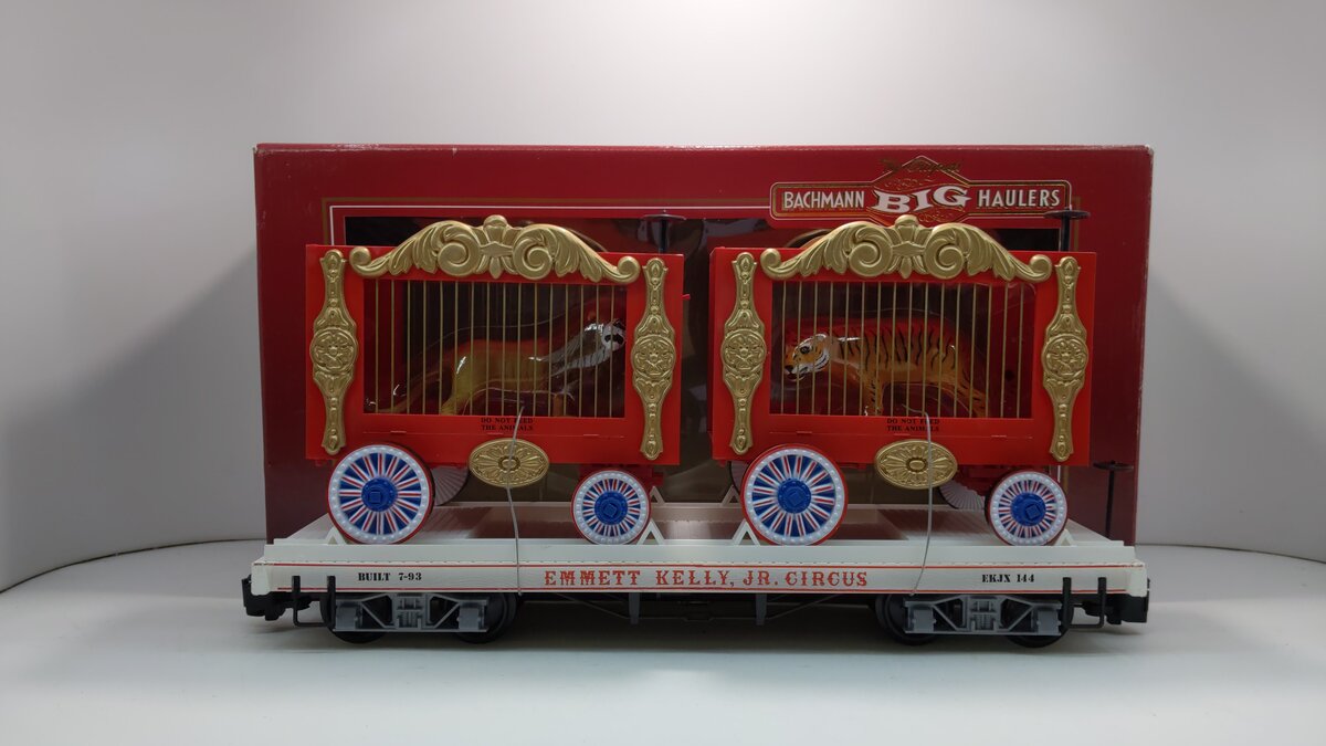 Bachmann 98371 G Scale Emmett Kelly Lion & Tiger Circus Car #144 MT/Box