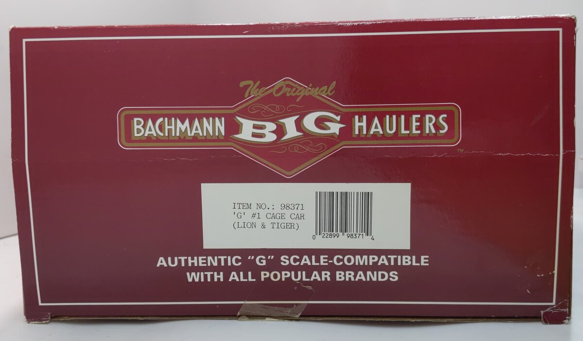 Bachmann 98371 G Scale Emmett Kelly Lion & Tiger Circus Car #144 MT/Box
