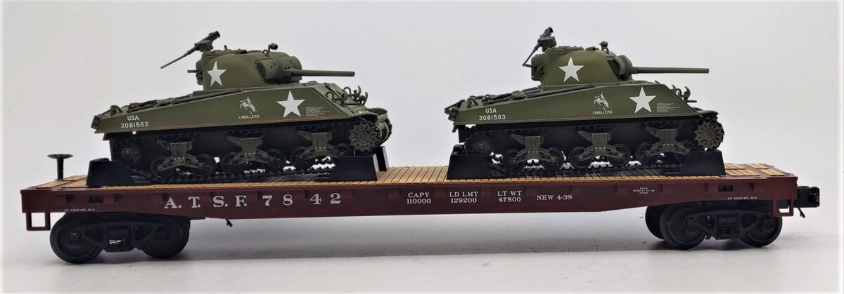 MTH 20-98639 Santa Fe Flat Car with 2 Sherman Tanks