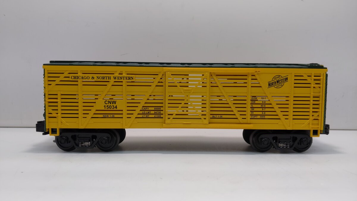 MTH 33-7702 O Gauge Chicago & Northwestern Stock Car #15034 NIB