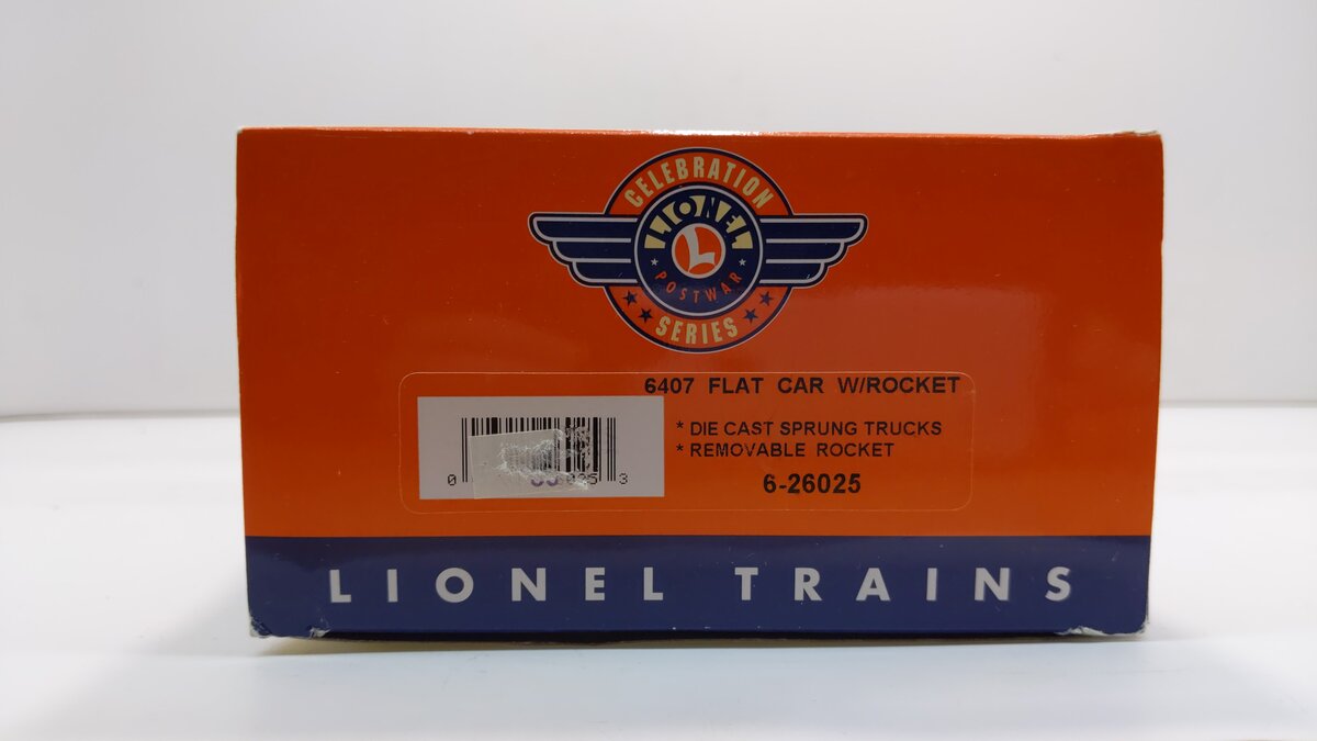 Lionel 6-26025 O Gauge PWC Lionel Flat Car With Rocket PWC LN/Box