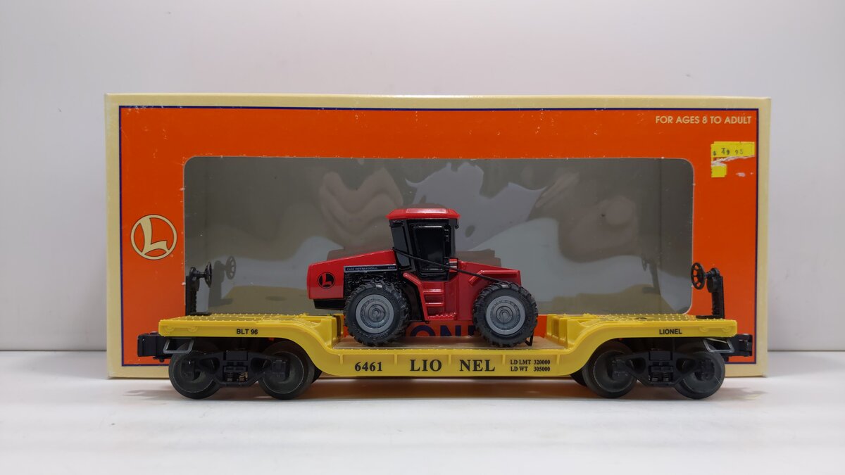 Lionel 6-16957 O Gauge Depressed-Center Flatcar with ERTL Case 4WD Loader #6461 LN/Box