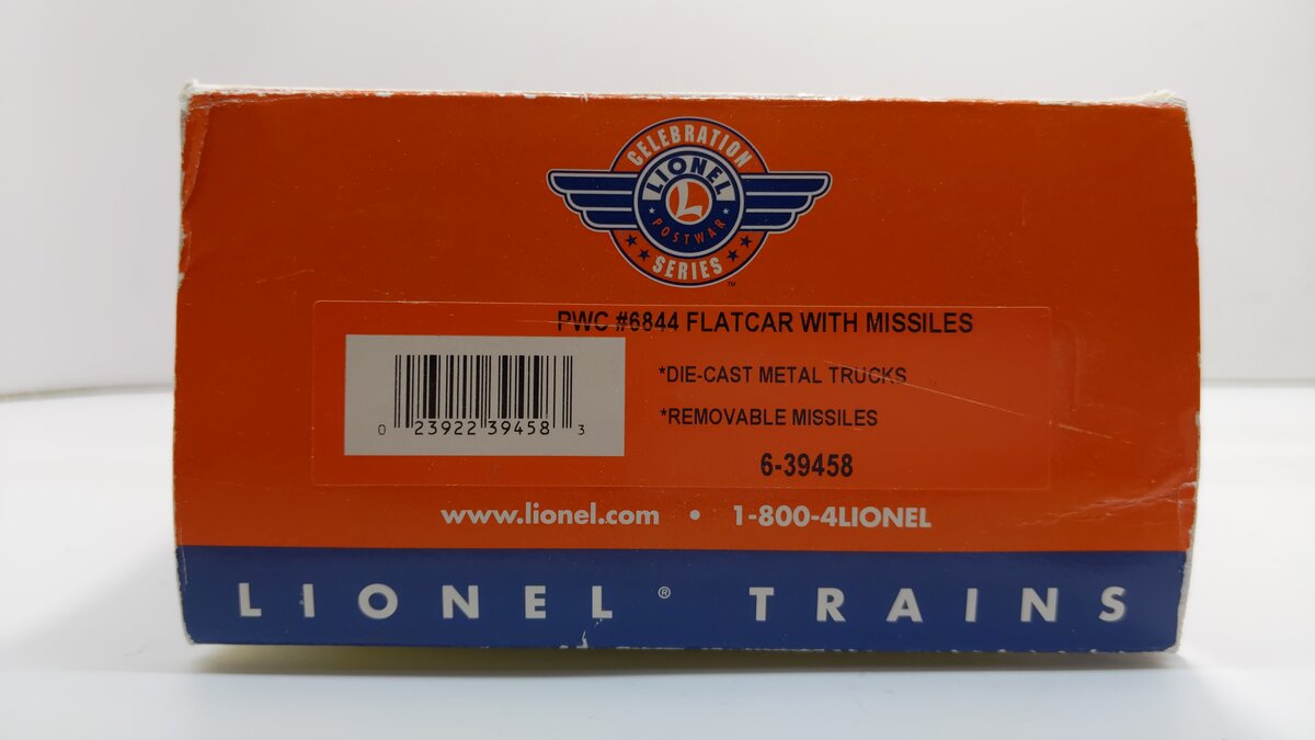 Lionel 6-39458 O Gauge PWC Red Flatcar #6844 with 6 Missiles