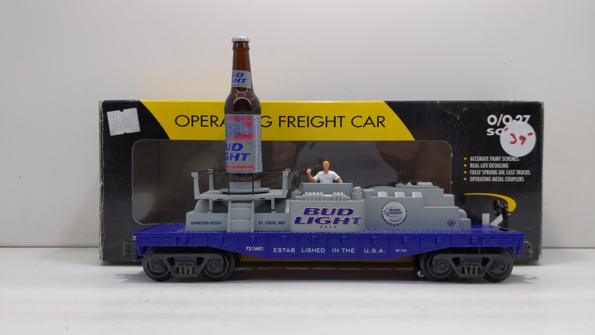 K-Line K721-5601 O Gauge Bud Light Operating Rotating Bottle Car LN/Box