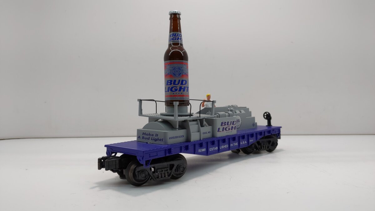 K-Line K721-5601 O Gauge Bud Light Operating Rotating Bottle Car LN/Box