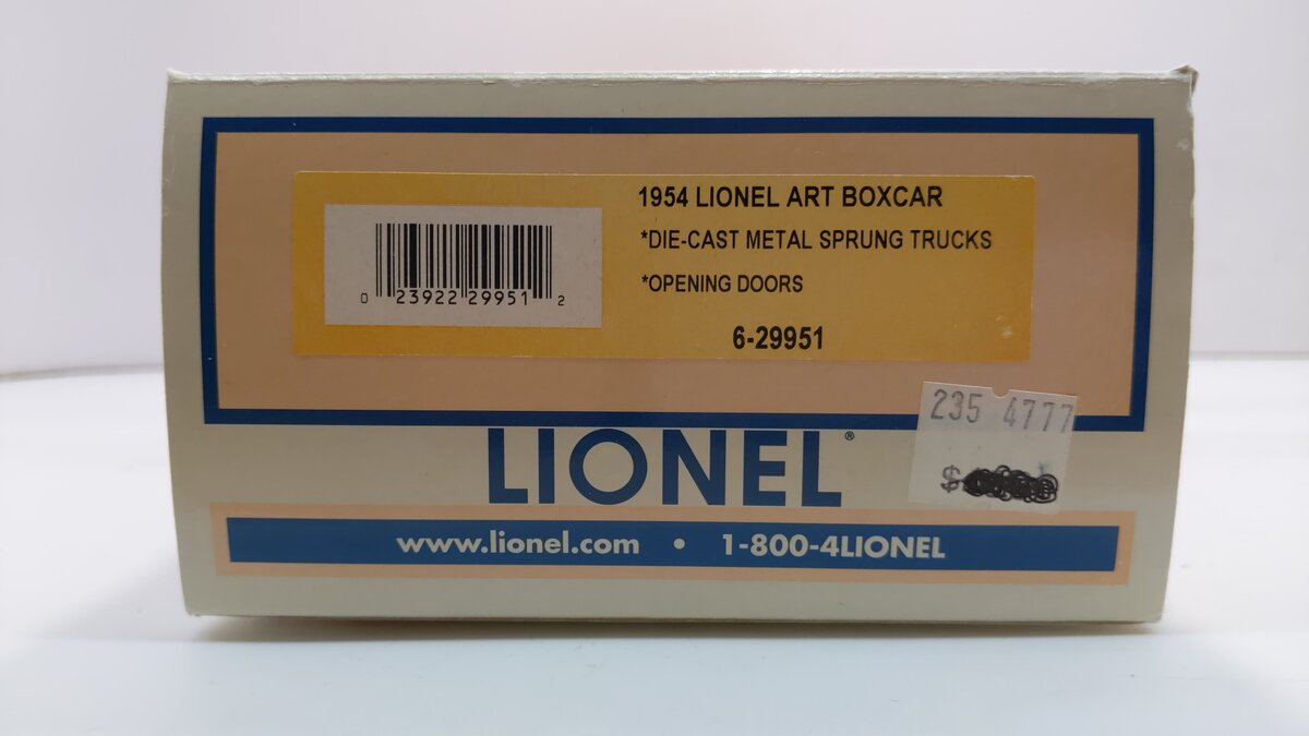 Lionel 6-29951 O Gauge 1954 Lionel Art Boxcar #4 LN/Box