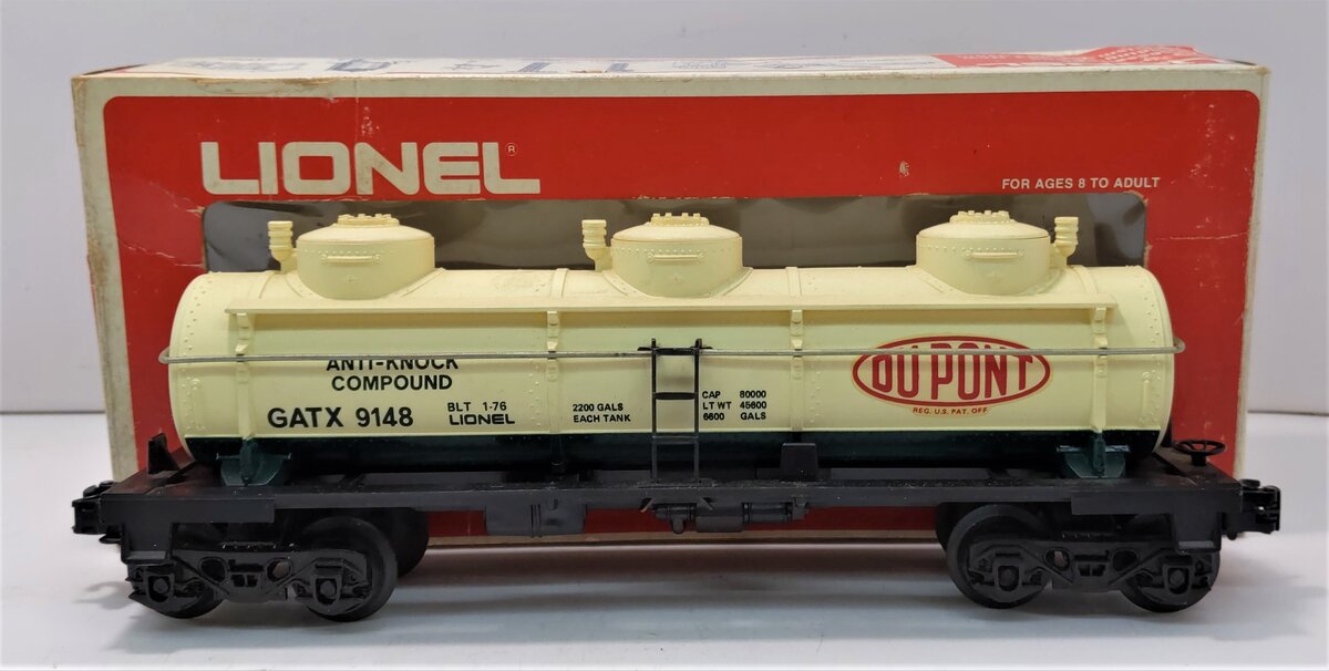 Lionel 6-9148 O Gauge DuPont Triple Dome Tank Car #9148 LN/Box