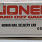 Lionel 6-9218 O Gauge Monon Mail Operating Boxcar LN/Box