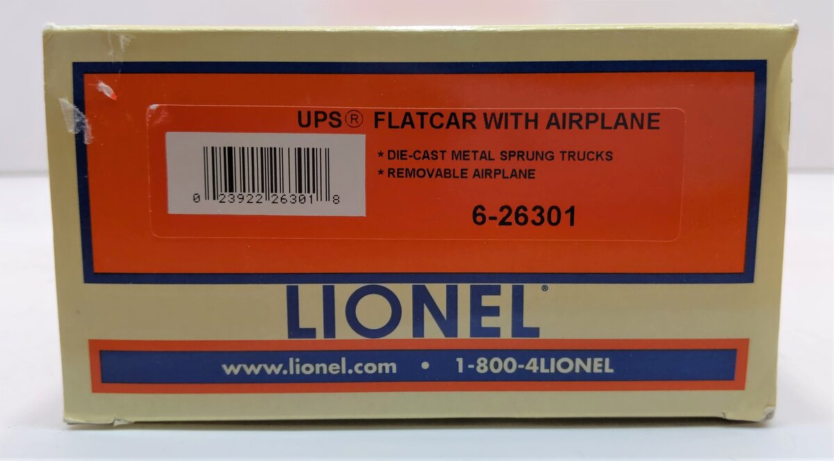 Lionel 6-26301 O Gauge UPS Flatcar with Airplane LN/Box