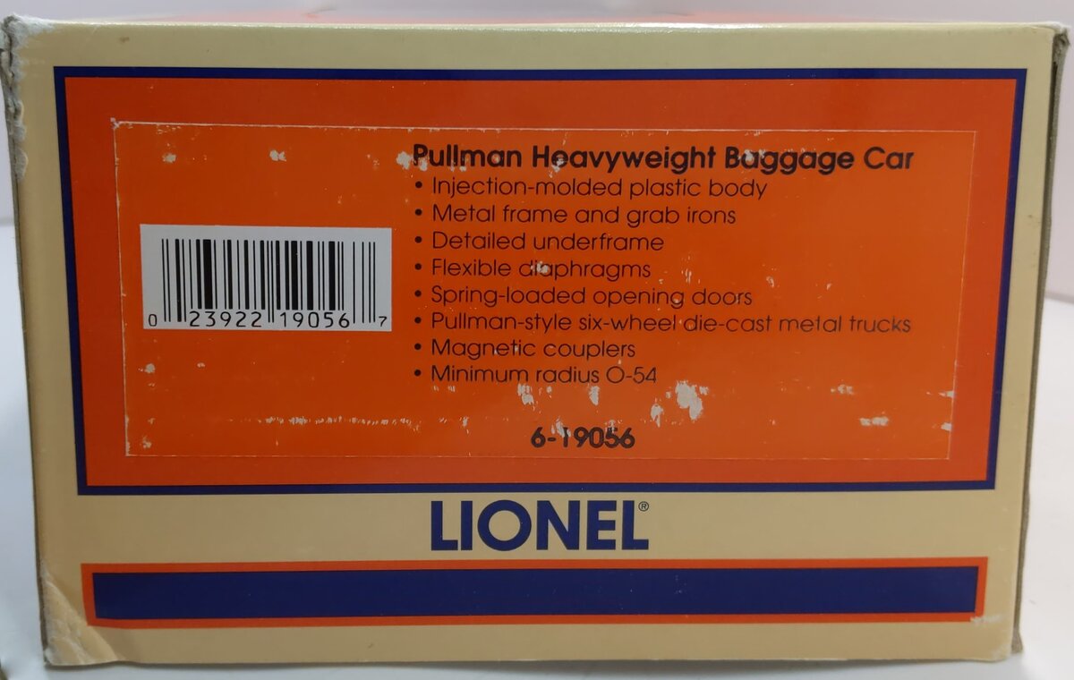 Lionel 6-19056 O Gauge New York Central Pullman Heavyweight Baggage Car LN/Box
