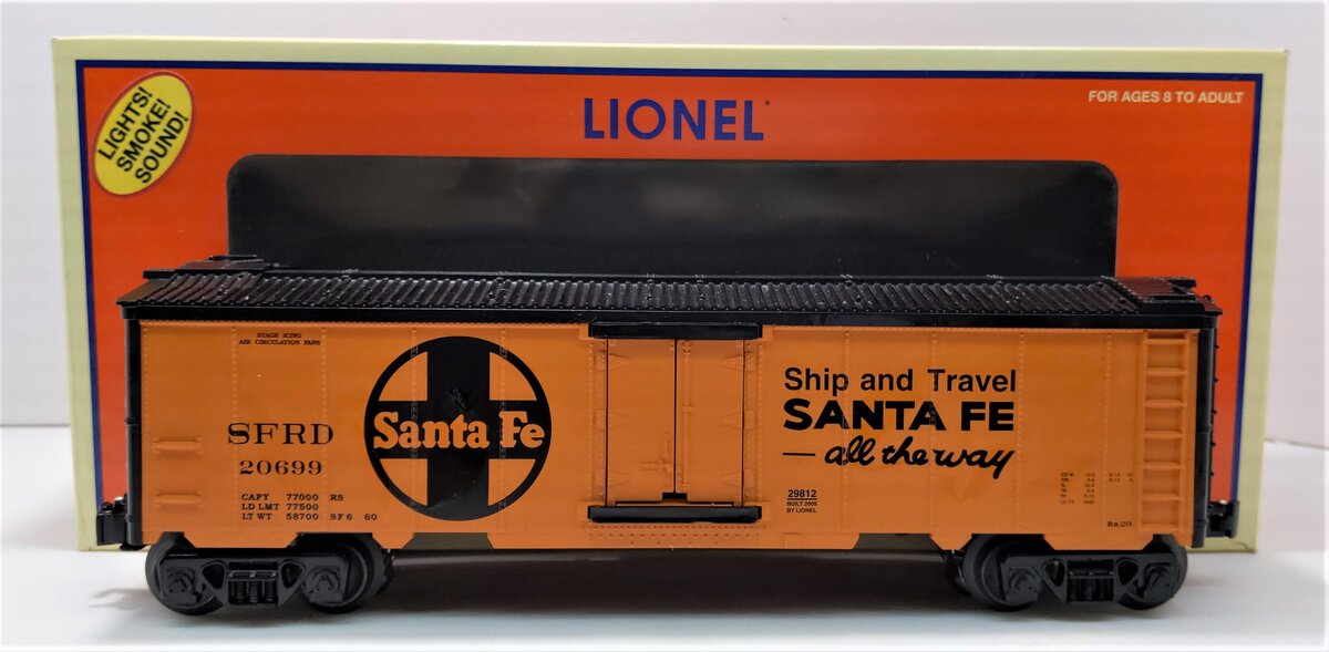 Lionel 6-29812 O Gauge Santa Fe Hot Box Refrigerator Car