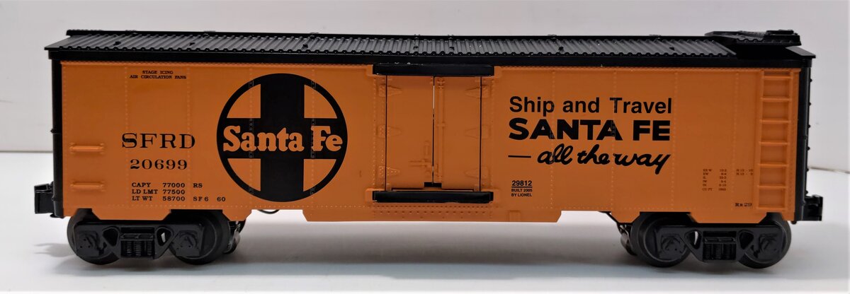 Lionel 6-29812 O Gauge Santa Fe Hot Box Refrigerator Car