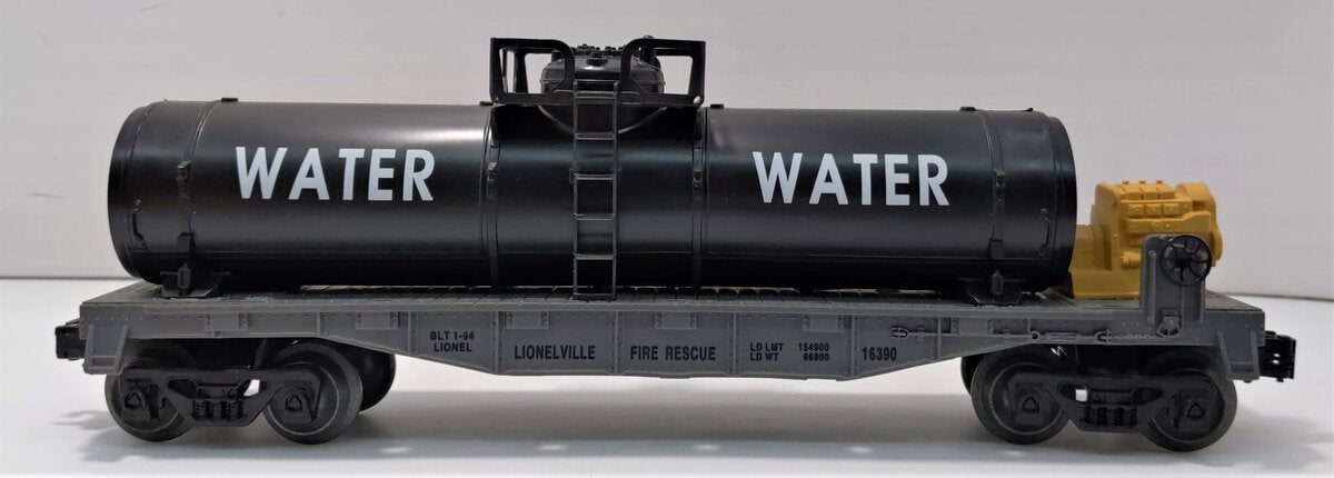 Lionel 6-16390 O Gauge Lionelville Fire Rescue Flatcar w/Water Tank LN/Box