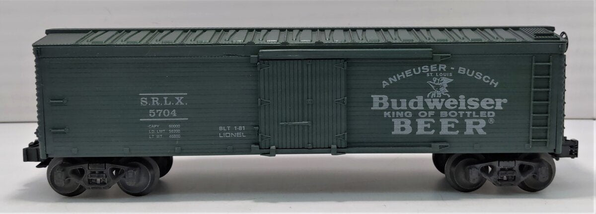 Lionel 6-5704 O Gauge Budweiser "King of Bottled Beer" Woodside Refrigerator Car LN/Box
