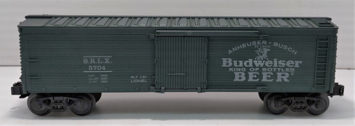 Lionel 6-5704 O Gauge Budweiser "King of Bottled Beer" Woodside Refrigerator Car LN/Box