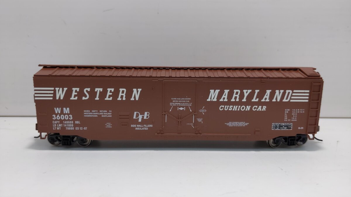 Bachmann 18037 HO Western Maryland 50' Plug-Door Boxcar #36003