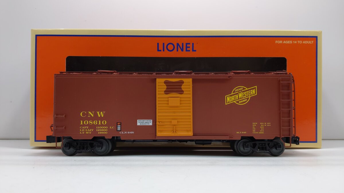 Lionel 2126081 O CNW 40' Roof Hatch Boxcar #108610 LN/Box