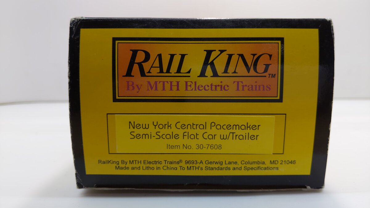 MTH 30-7608 O Gauge New York Central Pacemaker Flatcar with Trailer #499706 LN/Box