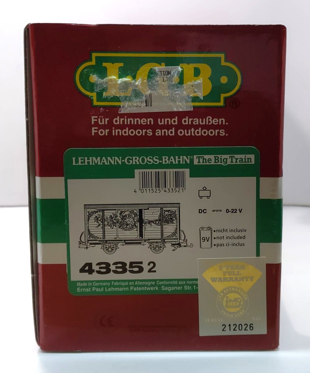 LGB 43352 G Scale Merry Christmas Sound Boxcar LN/Box