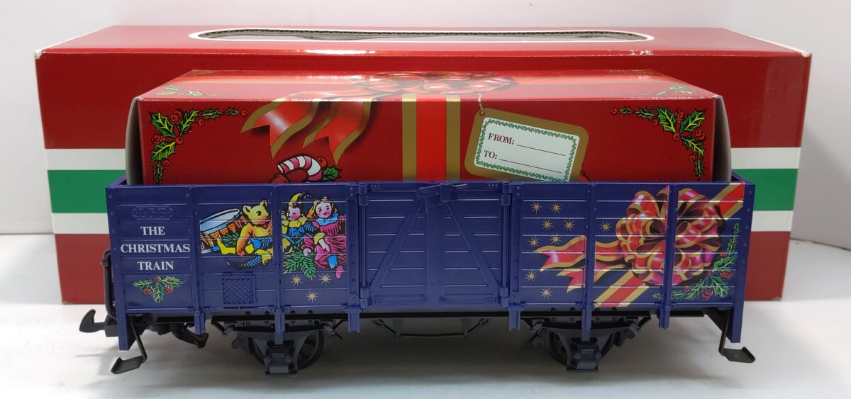 LGB 42210 G Scale The Christmas Train Blue Gondola w/Red Gift Box Load LN/Box