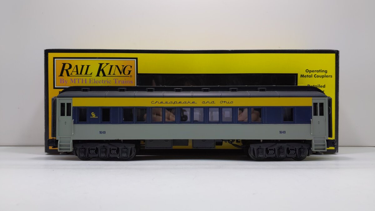 MTH 30-6248-3 O Gauge Chesapeake & Ohio Madison Coach Passenger Car #1649 LN/Box