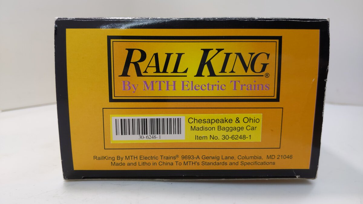 MTH 30-6248-1 O Gauge Chesapeake & Ohio Madison Baggage Passenger Car #60 LN/Box