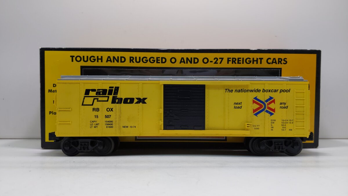 MTH 30-7409-0 O Gauge Railbox Semi-Scale Boxcar #15507 LN/Box