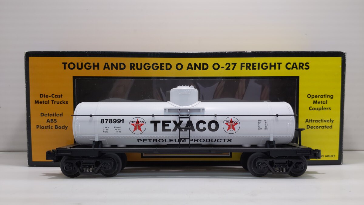 MTH 30-7316 O Texaco Single Dome Tank Car #878991 LN/Box