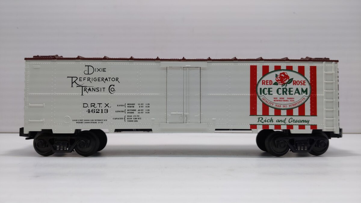MTH 30-7821 O Gauge Red Rose Ice Cream Modern Reefer #46213 LN/Box