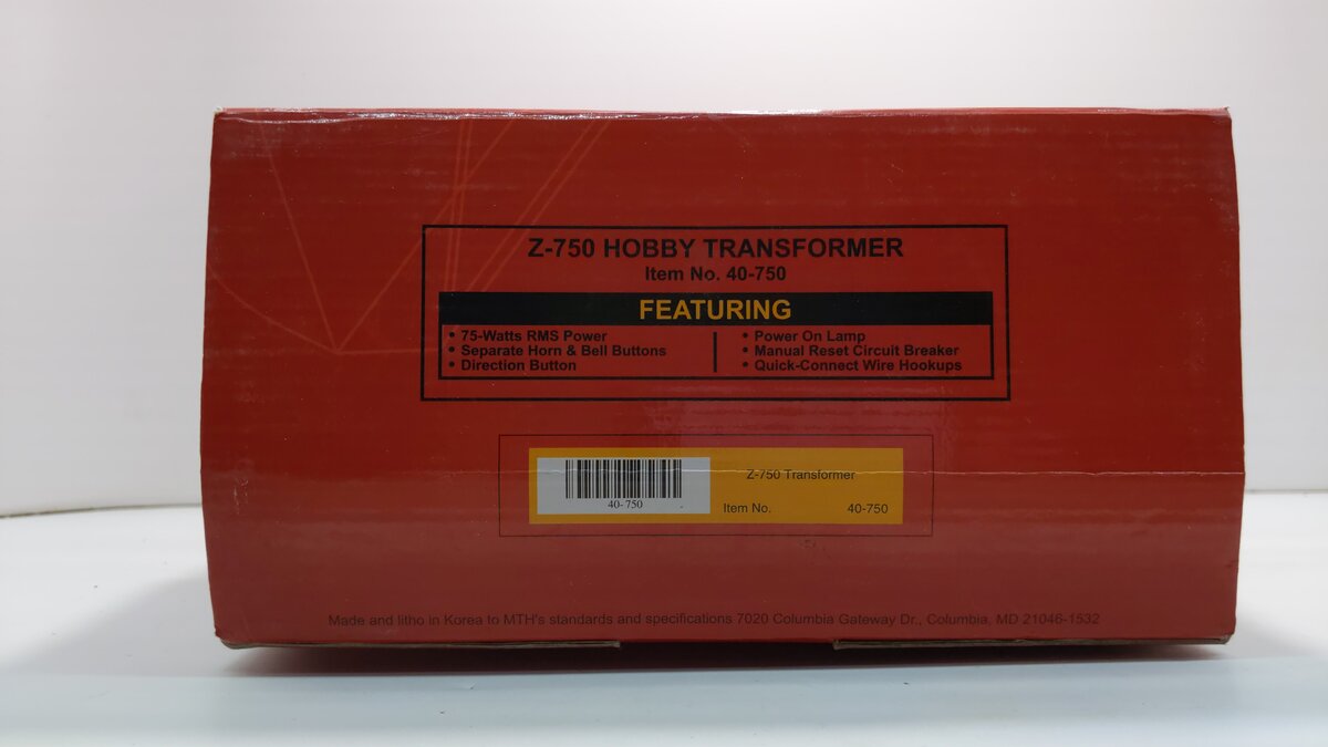 MTH 40-750 Z-750 Hobby Transformer with Controller LN/Box