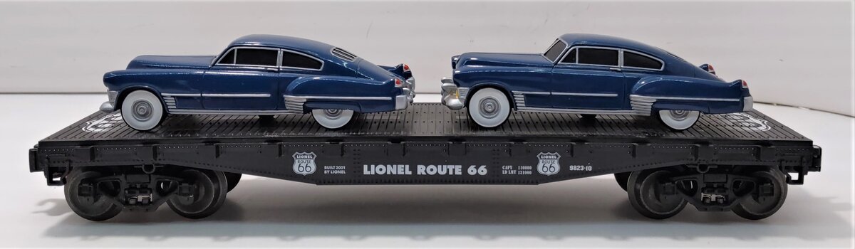 Lionel 6-17560 O Route 66 Flatcar with 2 Sedans