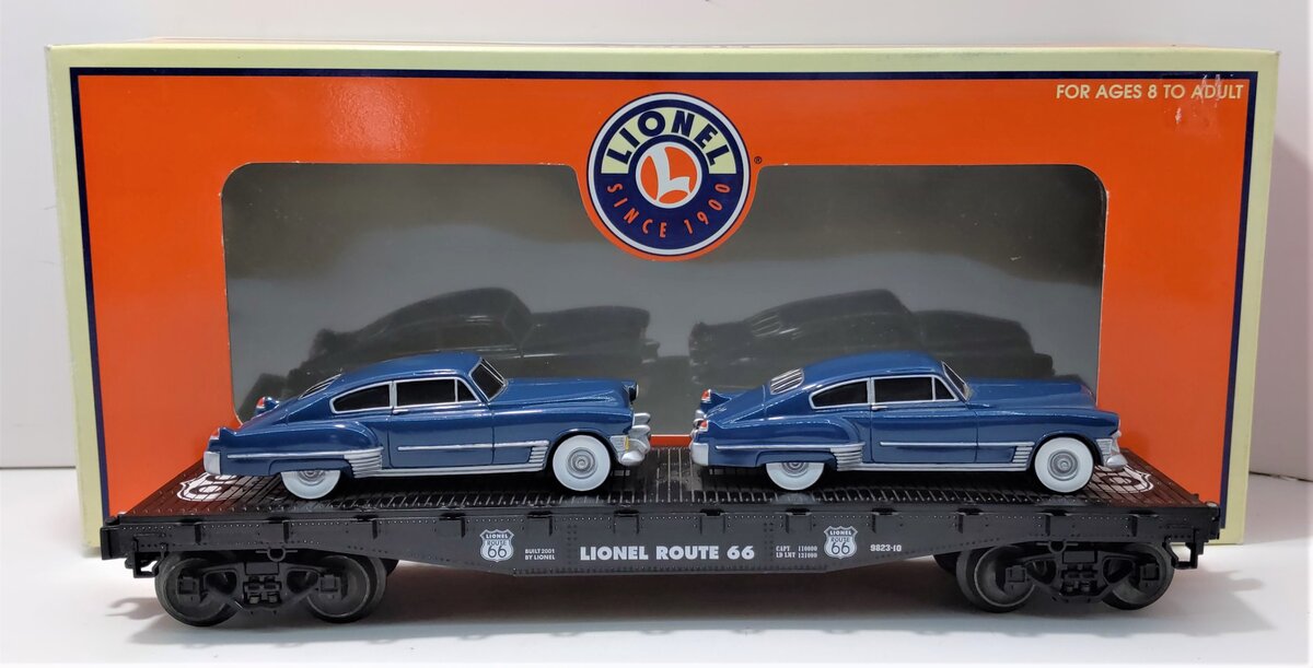 Lionel 6-17560 O Route 66 Flatcar with 2 Sedans
