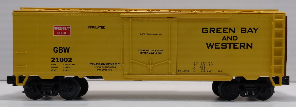 MTH 20-94006 O Gauge Green Bay & Western Route Reefer Car #21002 LN/Box