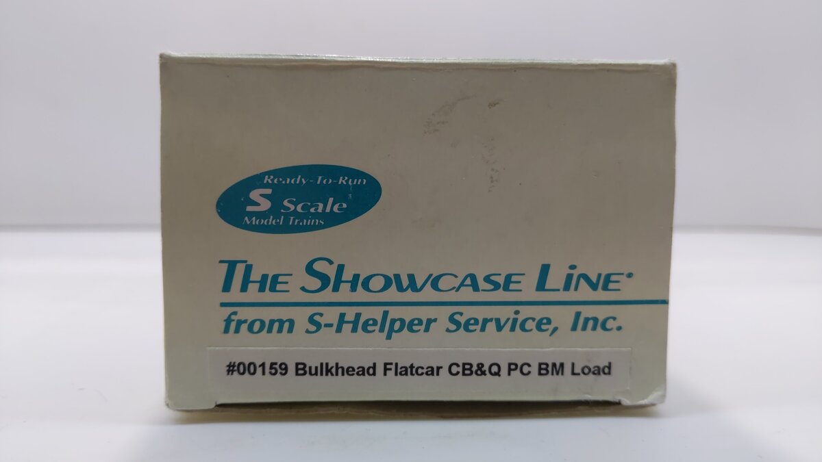 S-Helper 00159 "S" Scale CB&Q Bulkhead Flatcar W/ PC BM Load LN/Box