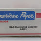 American Flyer 4-9401 S Gauge Baltimore & Ohio Bay Window Illuminated Caboose EX/Box