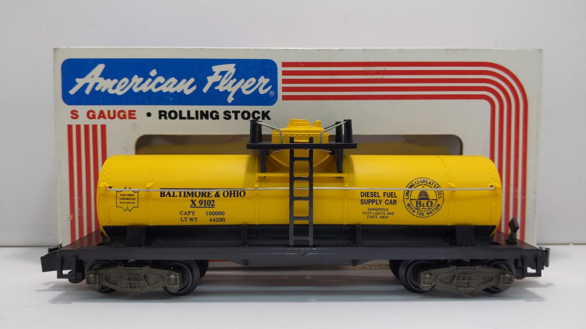 American Flyer 4-9102 S Gauge Baltimore & Ohio Single Dome Tank Car #9102 LN/Box